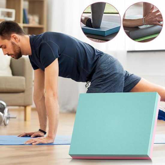Kniekussen voor Yoga - Pilates Elleboogsteun - Oefeningen op de vloer - Antislip eigenschappen - 52 x 42 cm - Cyaan — afbeelding 4