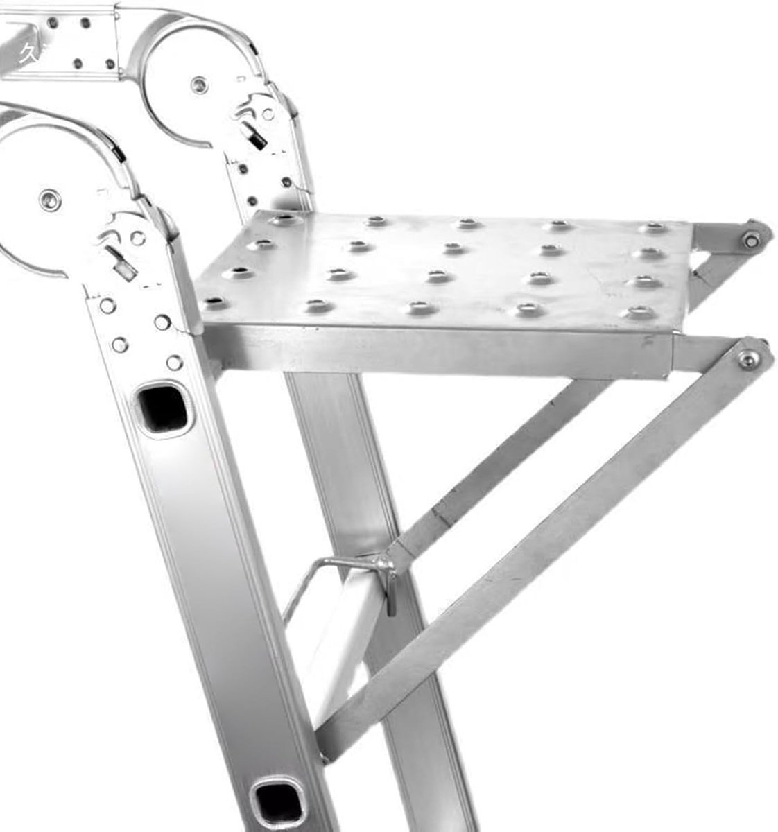 Laddersteun - Werkplatform - Veilig Werken - Met Gereedschapsbak - 31.4 cm Breed - Zilver