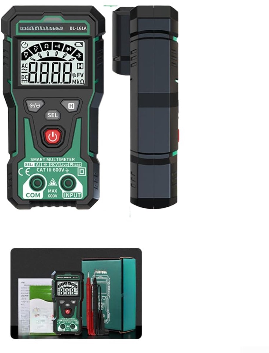 Digitale Multimeter - Spanning Tester - Elektrische Circuits - Automatische Bereikselectie - 16 x 4 x 5 cm - Zwart