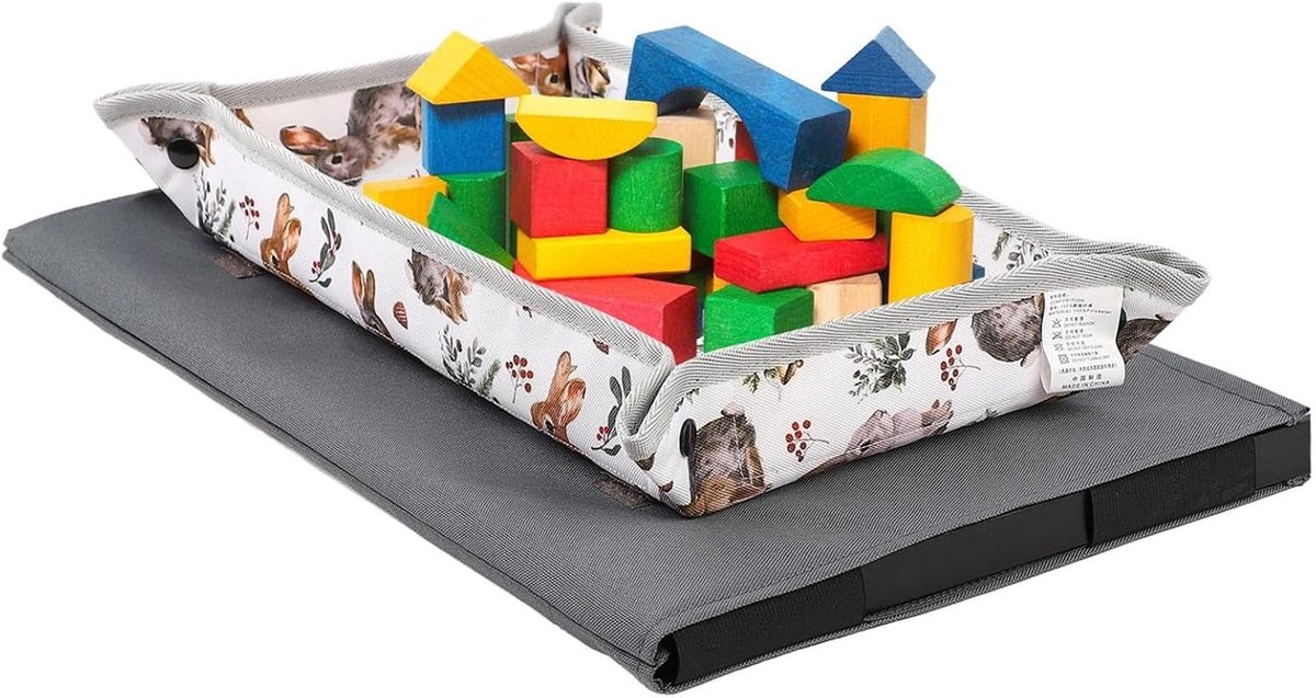 Reis dienblad organizer - Vliegtuig tafelhoes - Handig opbergen - Morsbestendige zone - 32 x 21 cm - Konijntje