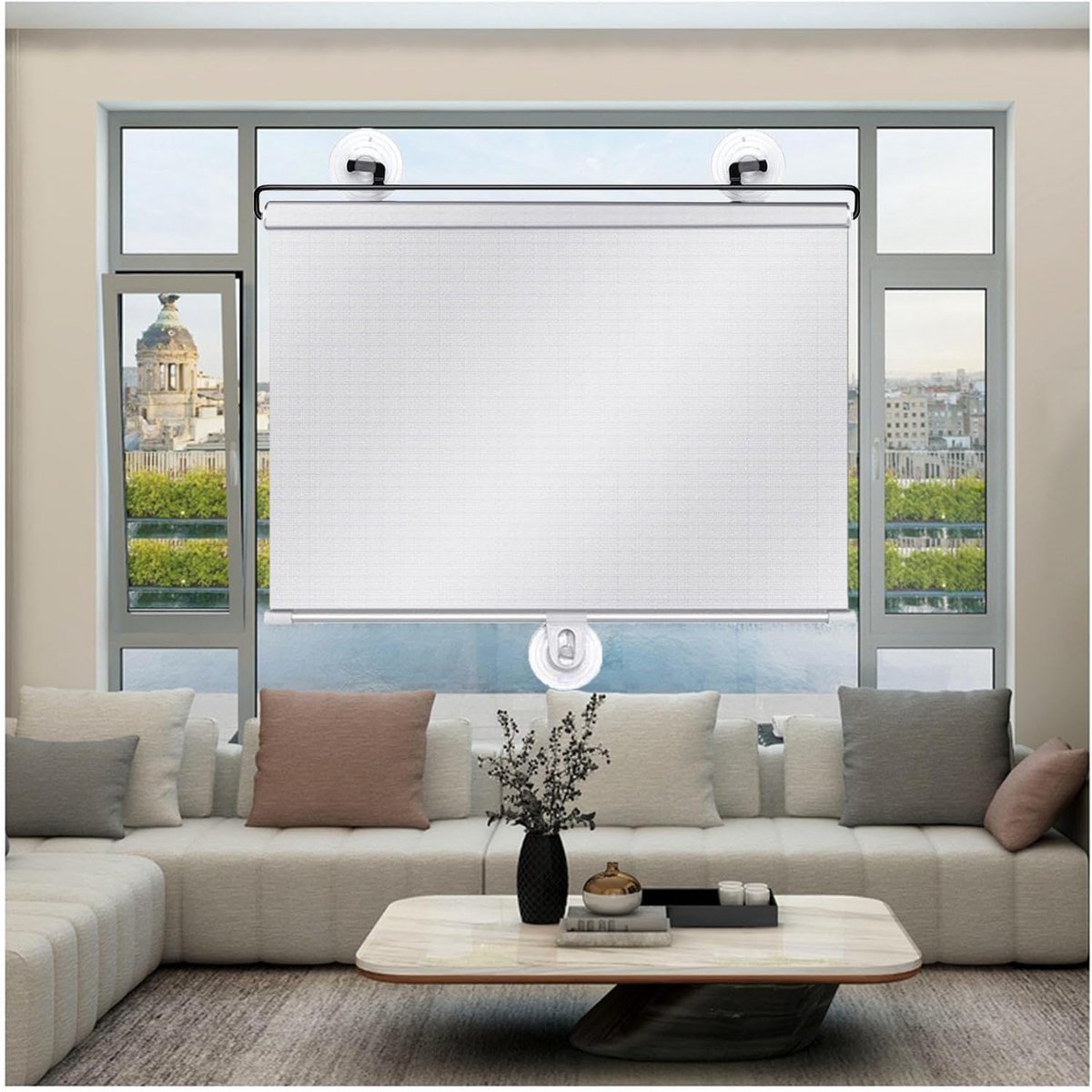Verduisterend Rolgordijn - Zonwering Raam - Privacy Creëren - Zonder Boren - 40-80 cm Bree