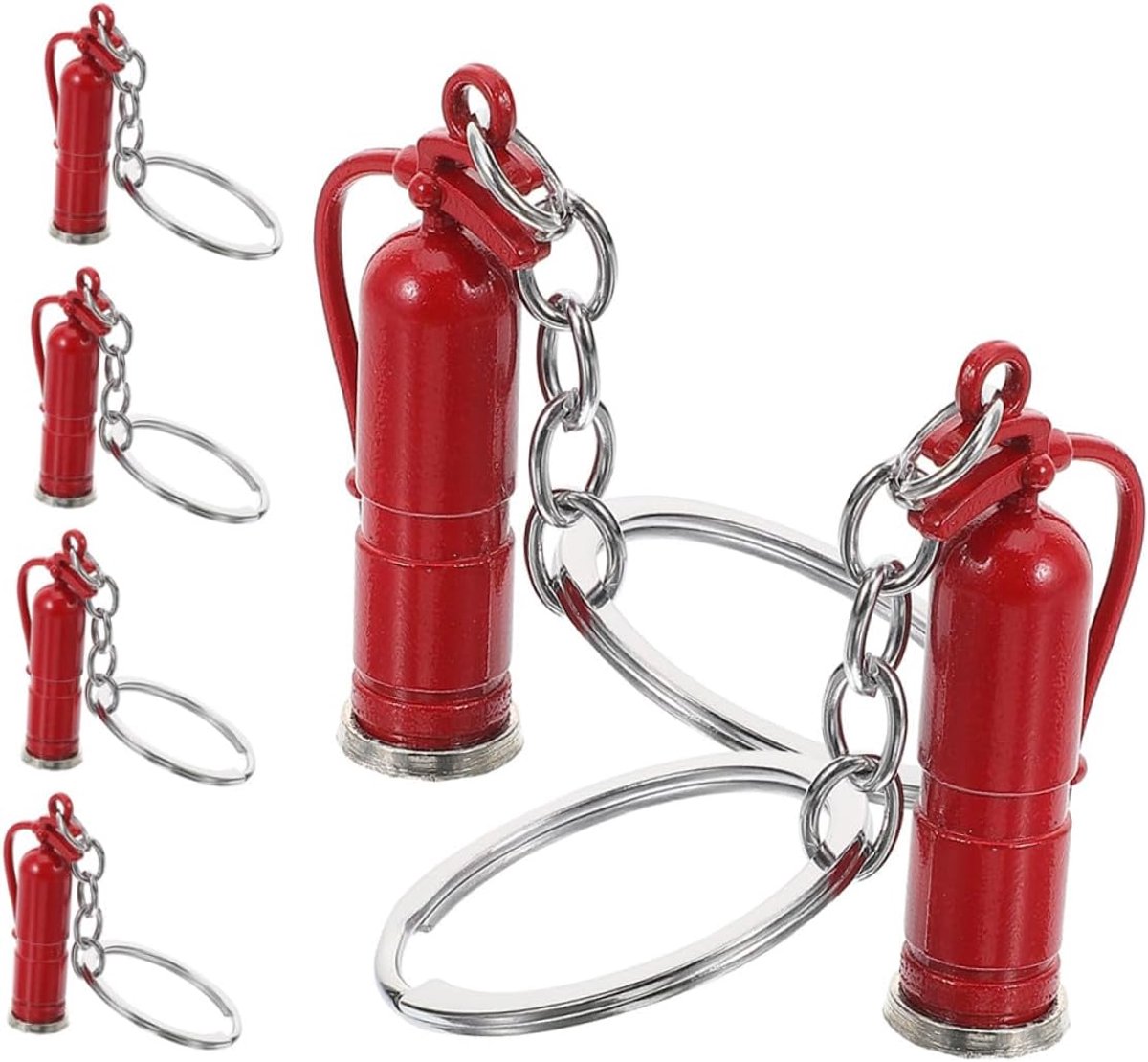 Mini Brandblusser Sleutelhangers - Decoratieve Charms - Tassen Versieren - Uniek Ontwerp - 6 Stuks - Rood