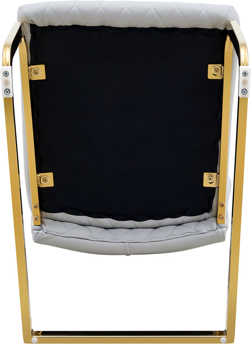 MODENUIT Tafel- en Stoelset Rond 60 cm - Houtnerfblad Met Gouden Onderstel - Voor Eetkamer En Woonkamer - MDF - Goud En Lichtgrijs Goud, Lichtgrijs, Houtkleur
