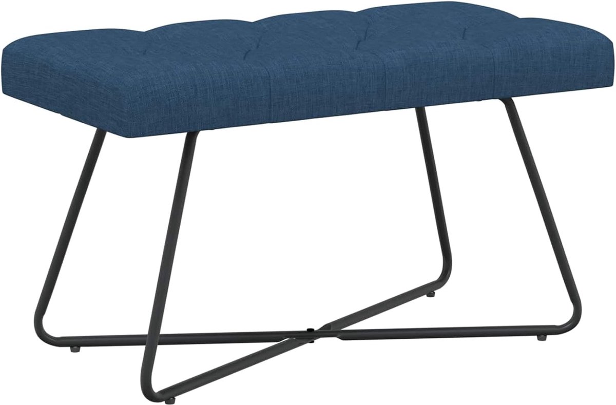 Bank met knoopverstelling - Gestoffeerd zitmeubel - Praktische zitruimte - Elegant knoopdetail - 80 x 40 cm - Blauw