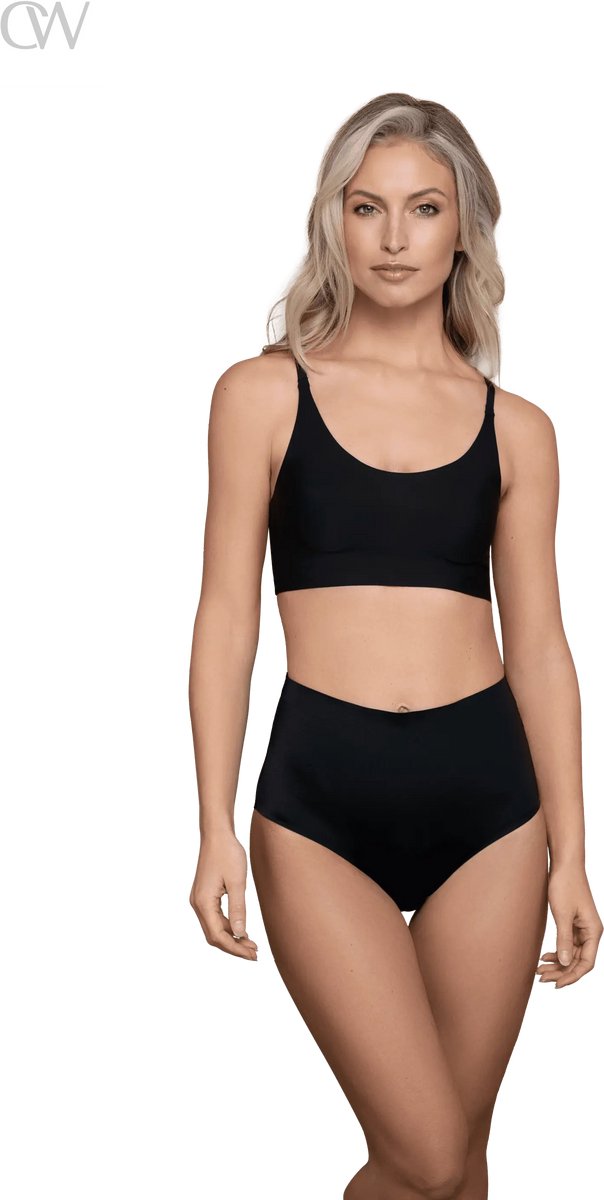 Bye Bra Invisible Mid Waist Slip, lichte ondersteuning, comfortabel, shapewear voor dames, zachte stof, lichtgewicht shapewear, zwart