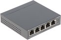 Grijze TP-Link TL-SG1005P 5-poorts Gigabit desktop switch met 4 PoE+ poorten.