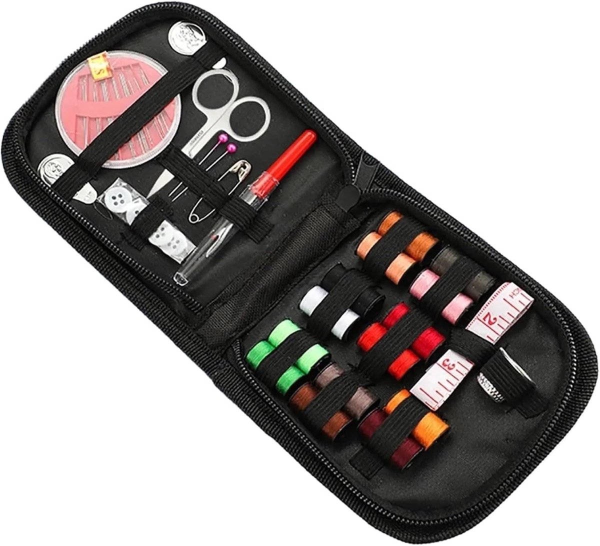 Naaiset - Reis naaispul - Kleding repareren - Compleet met accessoires - Compact formaat - Zwart