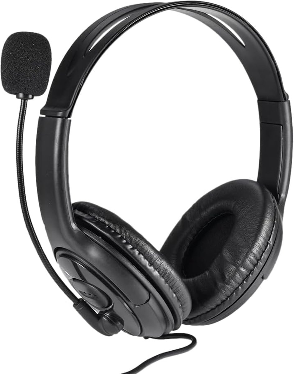USB Computer Headset - Microfoon Headset - Online Communicatie - Ruisonderdrukkende Microfoon - 23.7 x 22.3 cm - Zwart