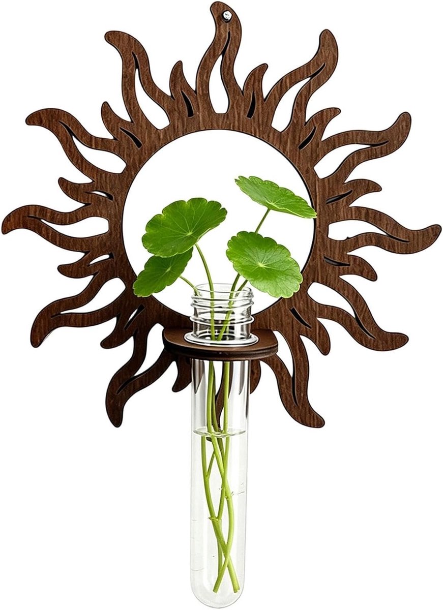 Stekstation Hout - Plantenbuis - Planten Vermeerderen - Wandmontage - 26x20cm - Natuurlijk