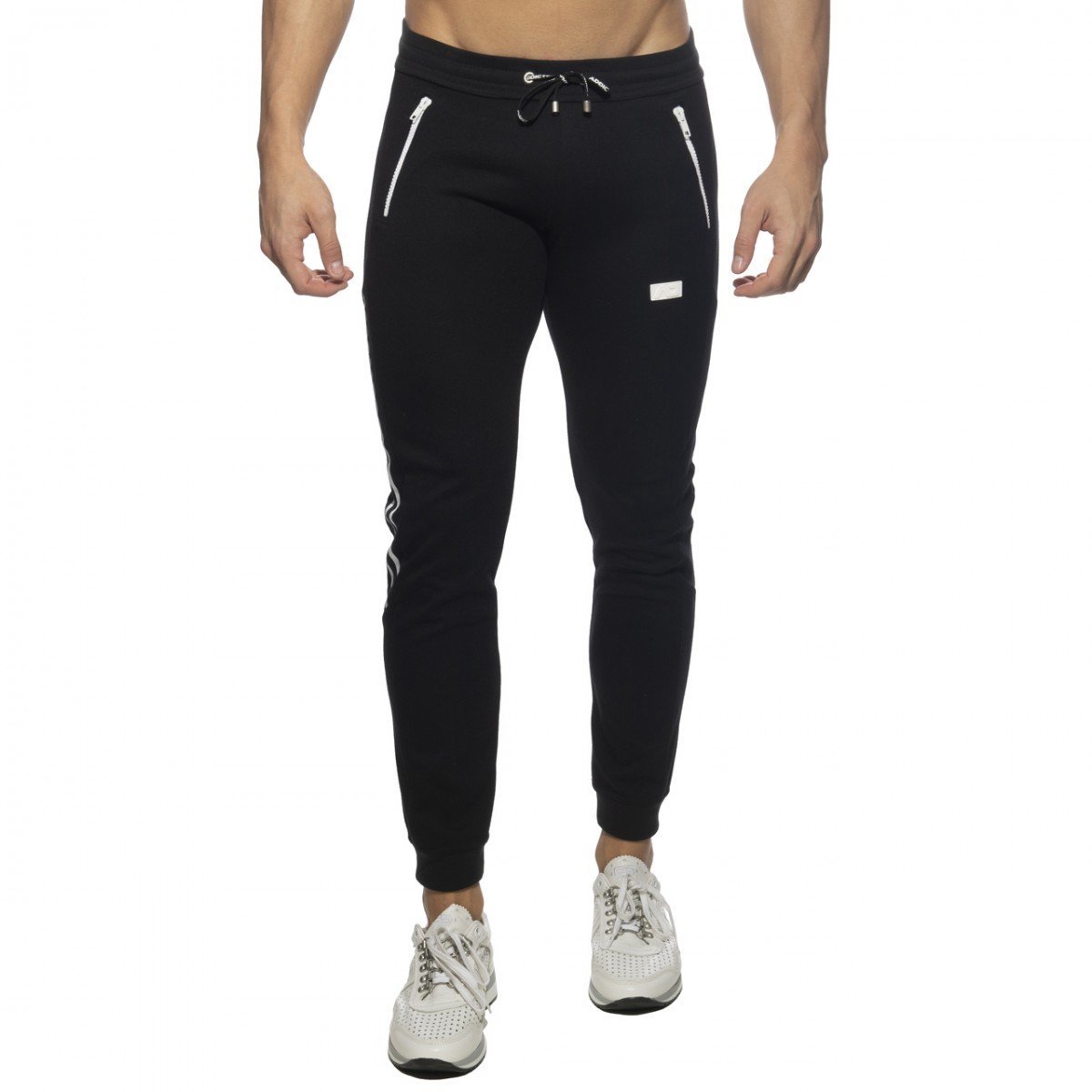 Joggingbroek Met Dubbele Rits - Zwart - M - Loungebroek - Sportbroek