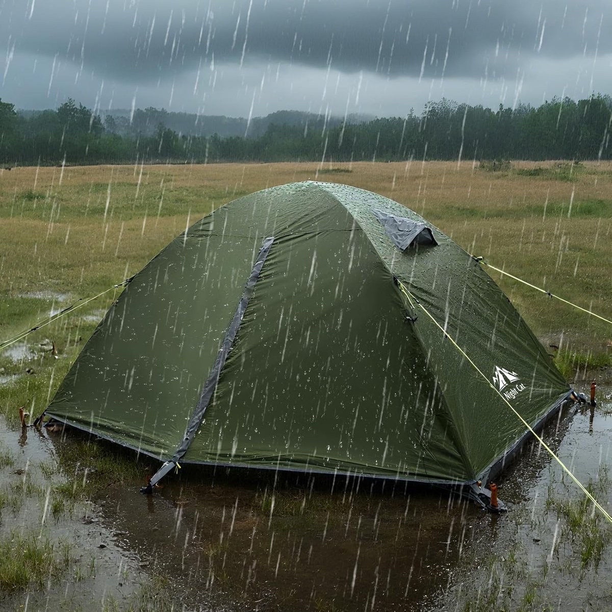 Night Cat 2-persoons kampeertent: waterdichte, lichtgewicht 3-seizoenentent die eenvoudig op te zetten is, inclusief voortent en compact pakformaat – geschikt voor trektochten en festivals. – foto 2