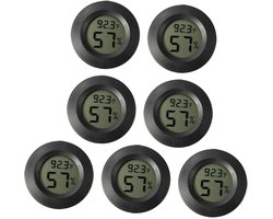 Ronde Hygrometers - Vochtigheidsmeters - Reptielen Terrarium - Digitaal Display - 7 Stuks - Zwart