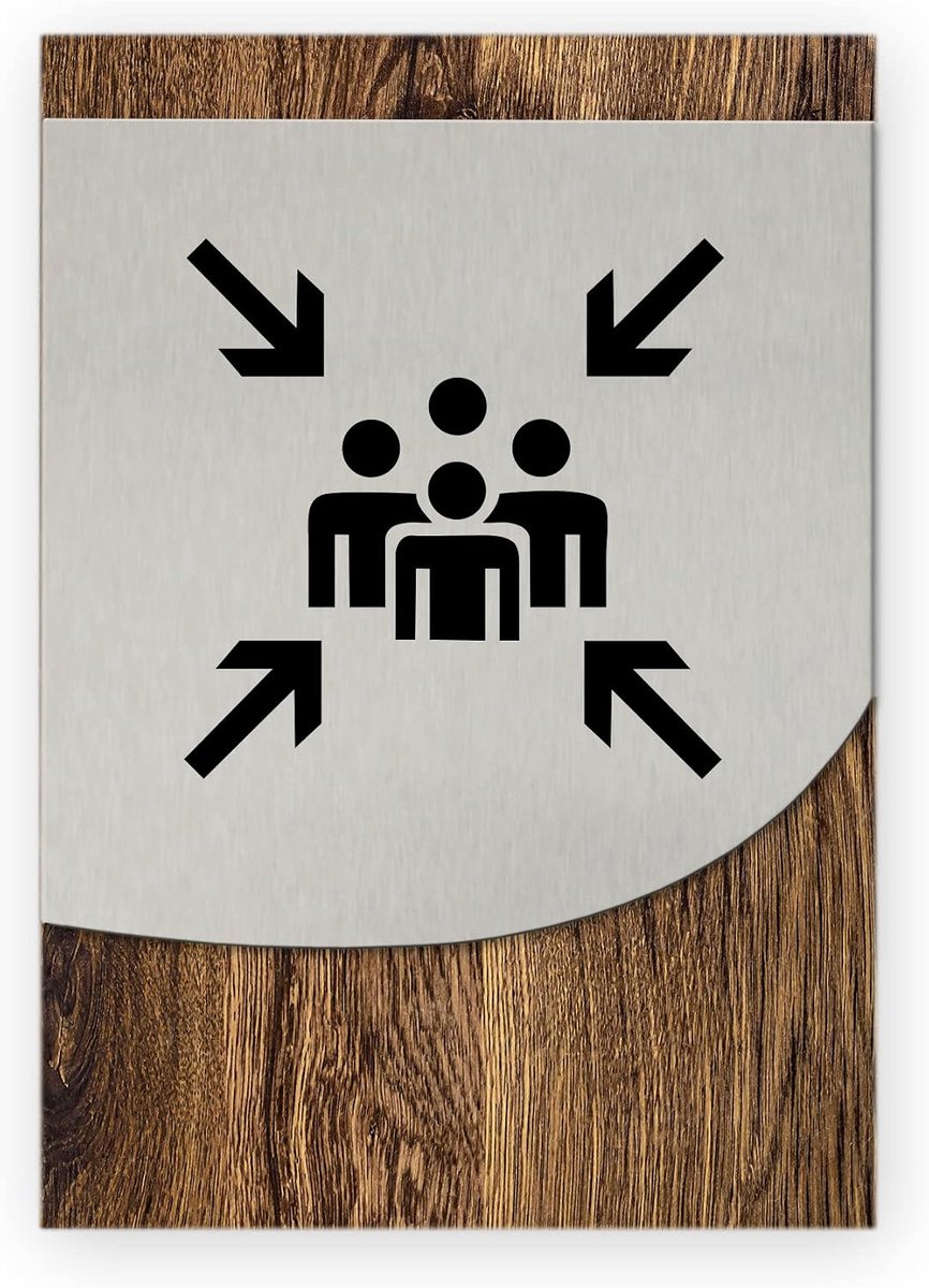 Bedrijfsnaambord - Oriëntatiebord - Kantoor Inrichten - Hout Aluminium Combinatie - 14 x 20 cm - Bruin