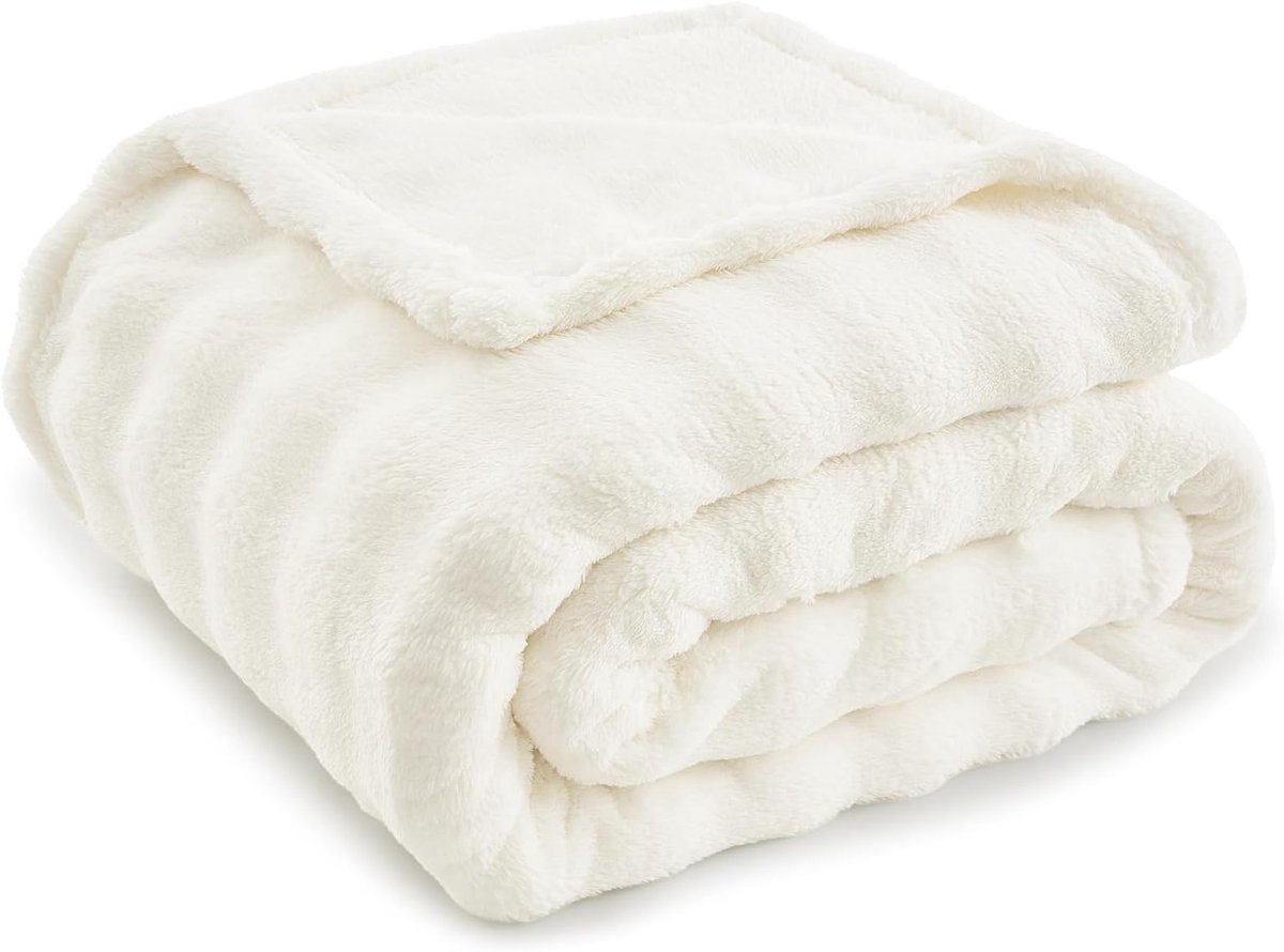 Famanu Zachte fleece deken voor eenpersoonsbed (130 x 150 cm), cocooning en warm, ideaal voor reizen en thuis Transparant