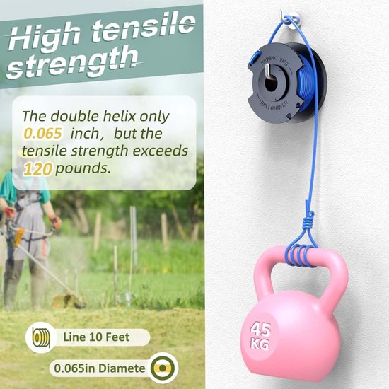Set van 11 grastrimmerdraden - Geschikt voor Ryobi One+ 18V-, 24V- en 40V-trimmers (vervangt AC14RL3A) - Trimmerspoel - (9 spoelen met trimmerdraad, 2 kappen) — afbeelding 3