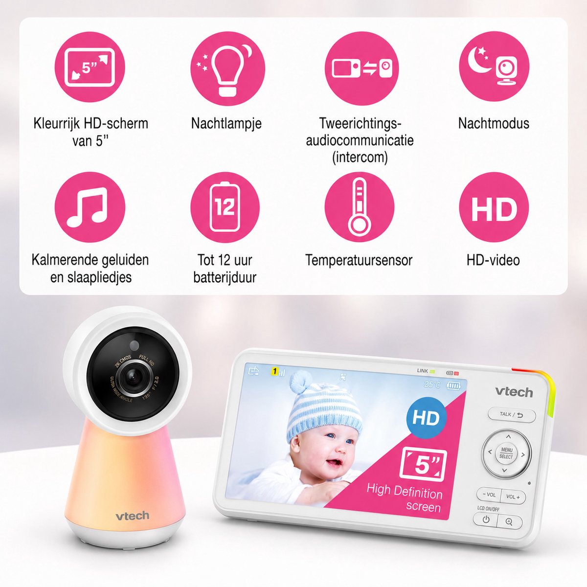 VTech RM5756HD Smart video babyfoon met camera - 5 inch Scherm - 1080p Full HD thumbnail 6