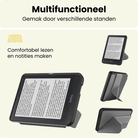 Hoes Geschikt voor Kobo Nia - E-reader Bescherm Hoesje Case Sleep Cover Trifold - Hoes Geschikt voor Kobo Nia Hoesje - Grijs — afbeelding 3