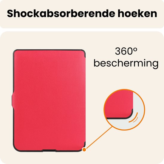 Hoesje Geschikt voor Kobo Nia Hoes Book Case Trifold - Hoes Geschikt voor Kobo Nia Hoesje Book Cover - Rood van Hoesje  — afbeelding 5