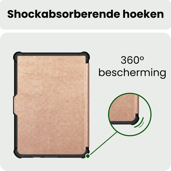 Hoes Geschikt voor Kobo Clara HD Hoesje Bookcase Cover Hoes Trifold - Hoesje Geschikt voor Kobo Clara HD Hoes Cover Case - Rosé Goud — afbeelding 5