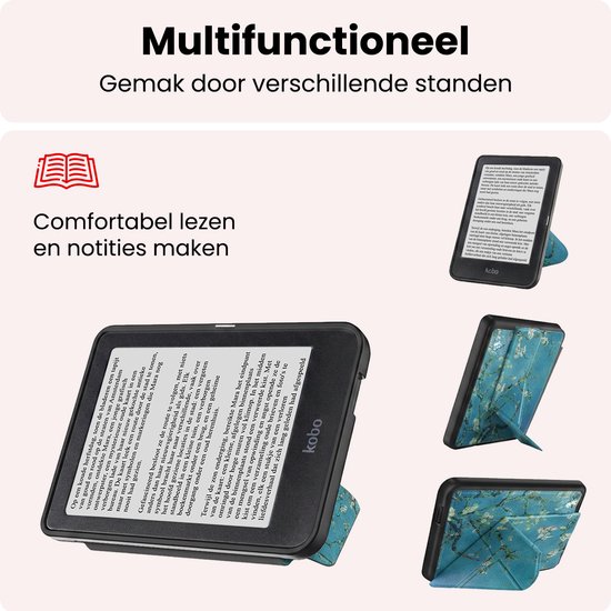 Hoes Geschikt voor Kobo Nia Hoesje Bookcase Cover Book Case Hoes Sleepcover Trifold - Bloesem — afbeelding 3