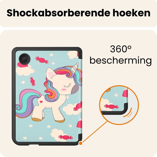 Hoesje Geschikt voor Kobo Clara 2E Hoes Book Case Trifold - Hoes Geschikt voor Kobo Clara 2E Hoesje Book Cover Met Screenprotector - Eenhoorn van Hoesje  — afbeelding 5