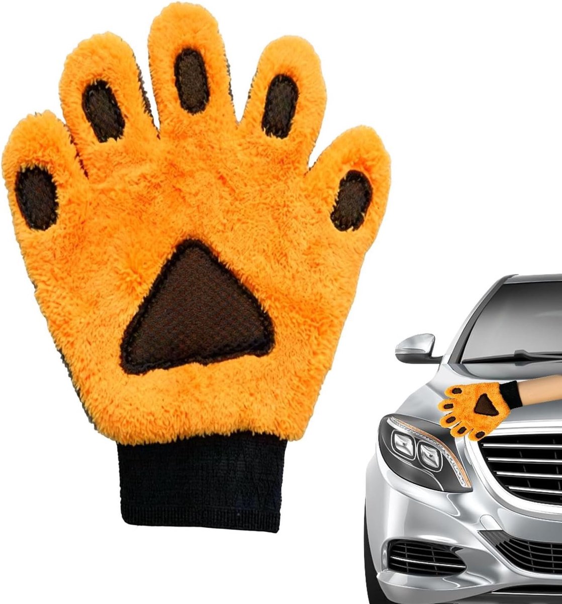 Autowashandschoen - Reinigingshandschoen - Auto Poetsen - Dubbelzijdig Krasvrij - 25x24 cm - Grijs