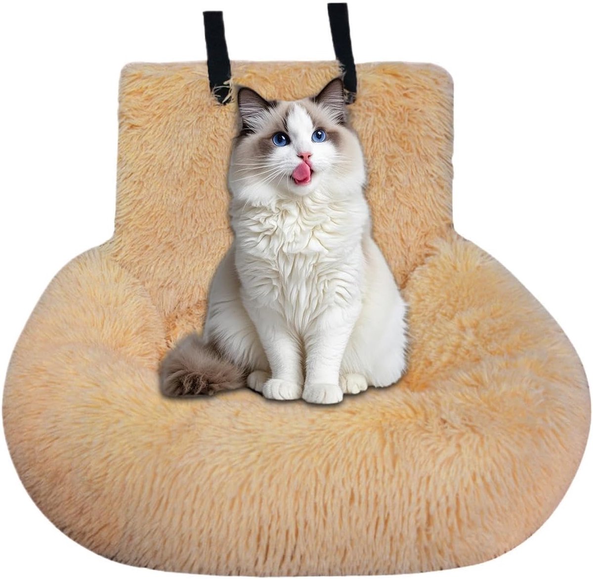 Autostoel Hond - Reisbed Auto - Veilig Reizen - Pluche Comfort - 60x60cm - Abrikoos