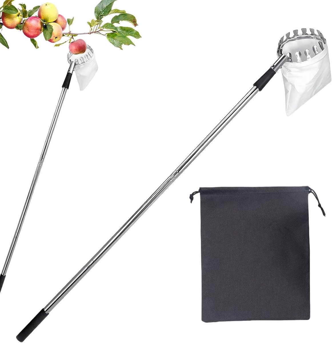 Fruitplukker - Oogsthulp - Fruit Plukken - Verstelbare steel - 160 cm - Zilver