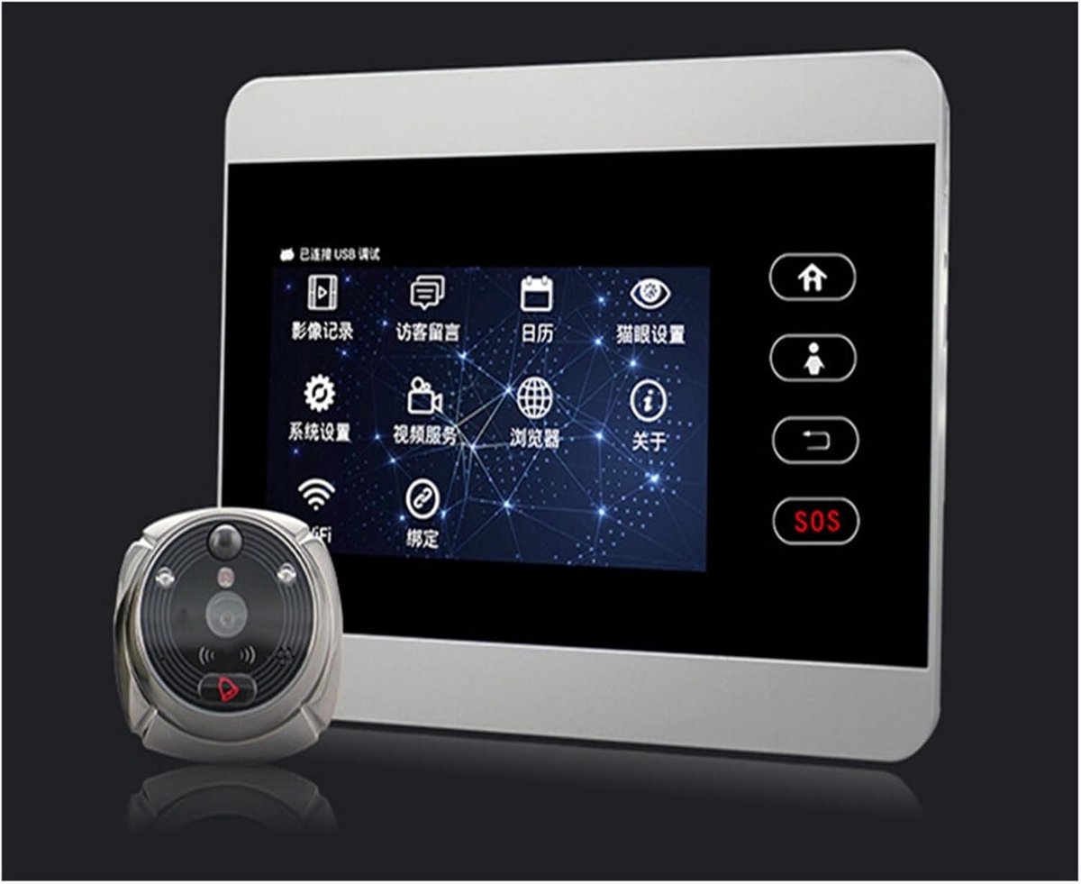 Videodeurbel - Slimme Intercom - Veilige Toegang - Bewegingsdetectie - 4 inch HD - Zwart