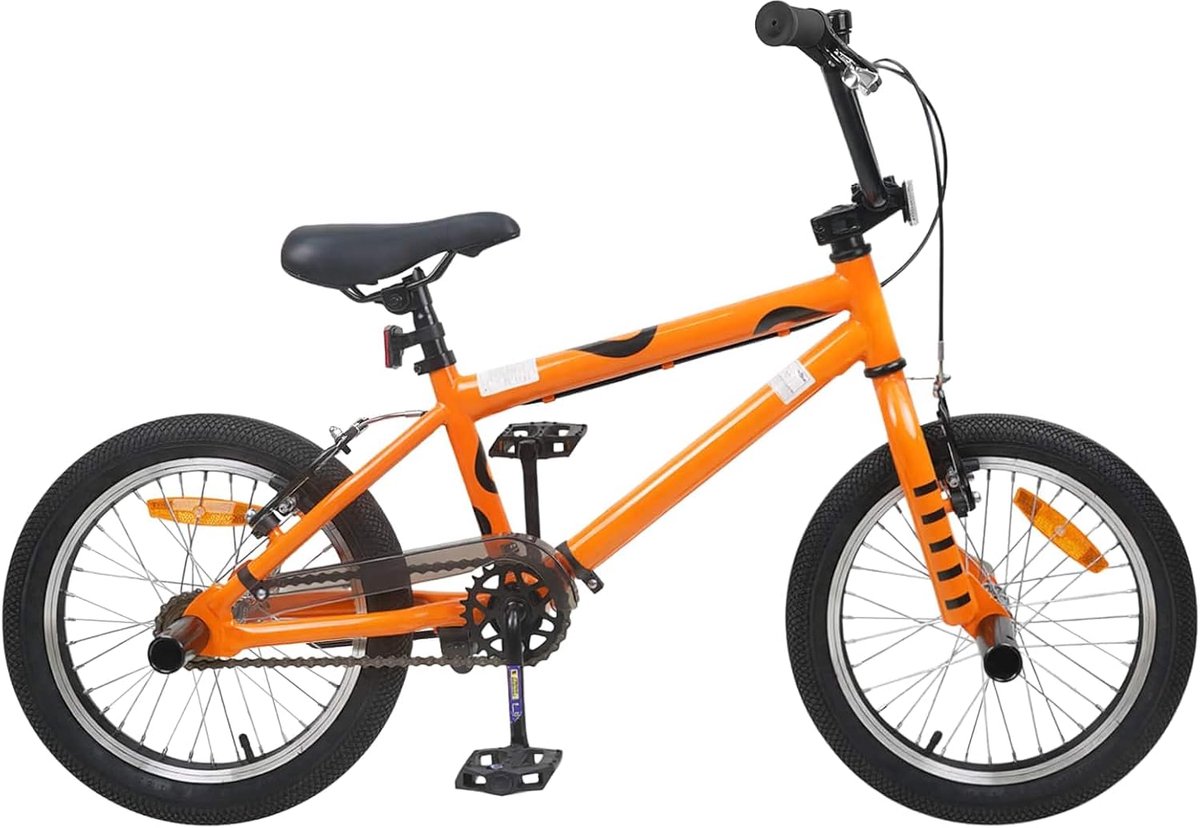 BMX Fiets - Kinderfiets Jeugd - Buiten Spelen - Verstelbaar Zadel - 16 Inch - Oranje