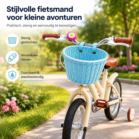 BOTC Fietsmandje Jongens & Meisjes - Fietsmand kinderfiets - Blauw van BOTC — afbeelding 2