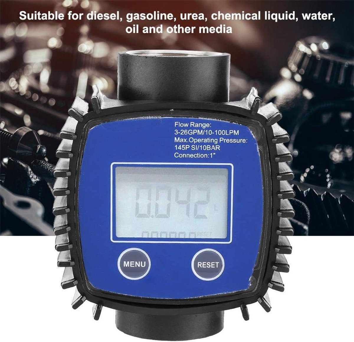 Dailygoods- Digitale Debietmeter - Nauwkeurig - LCD-scherm - Multifunctionele Watermeter - Voor Tuinslang/Benzine - Maximaal 9999,9L - Stroommeter