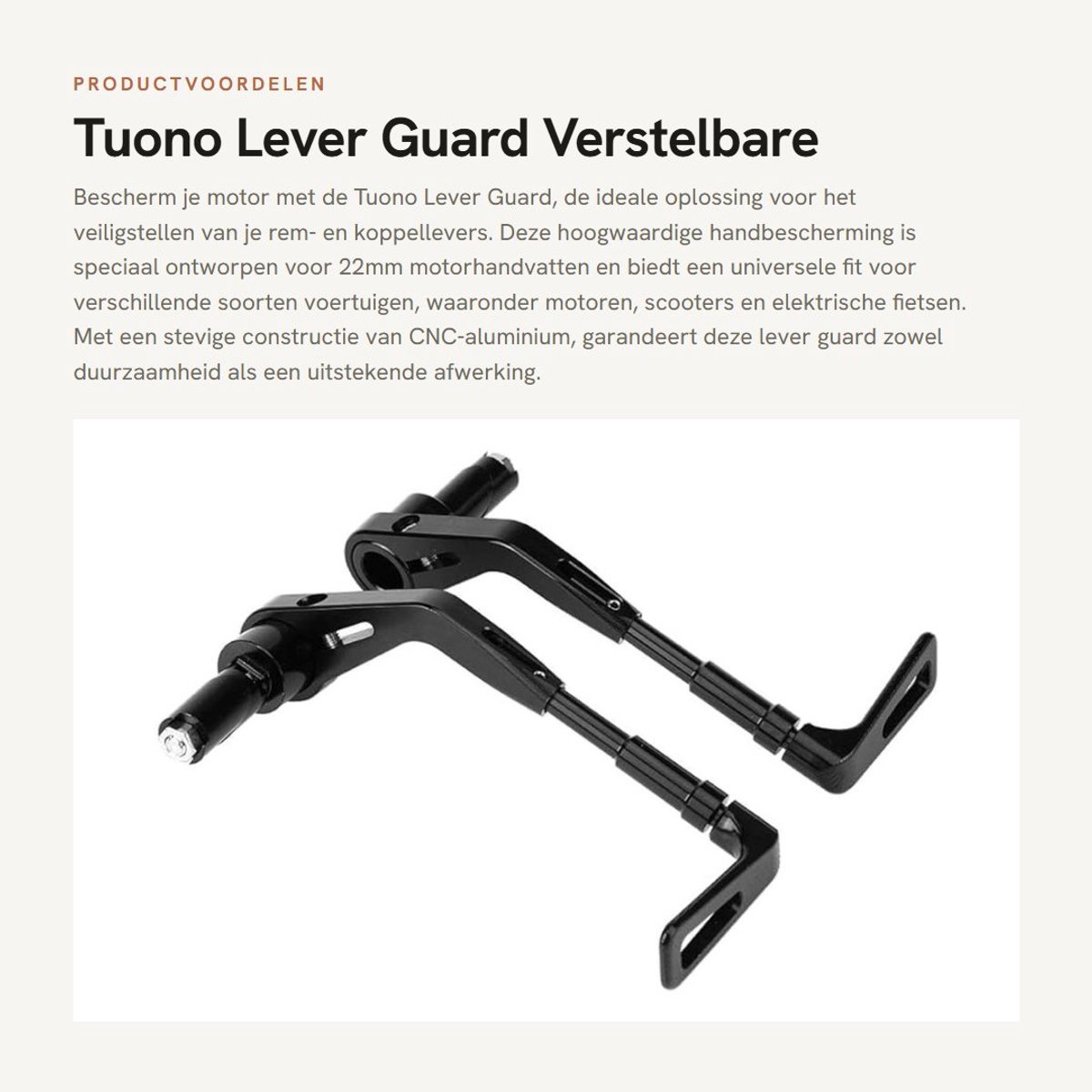 Dailygoods - Tuono Lever Guard - Verstelbare Handbescherming voor Motorrem- en Koppellever - 22mm Universeel