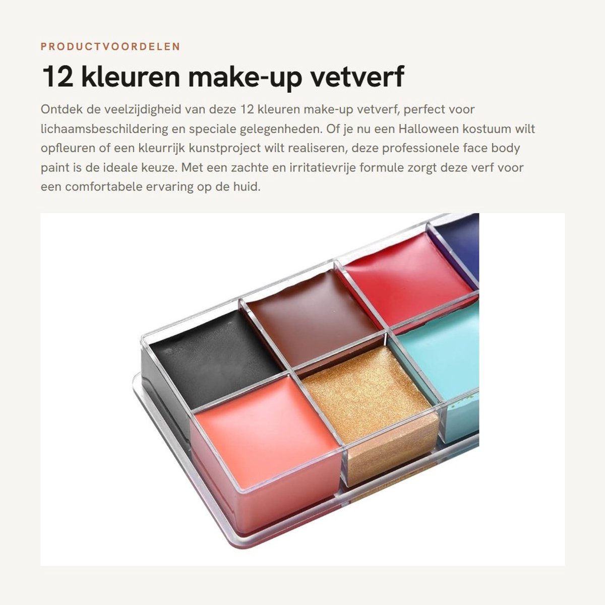 Dailygoods- Make-up Palet 12 Kleuren - Professionele Lichaamsbeschildering - Olieverf - Halloween Kostuum - Geen Huidschade - Eenvoudig te Verwijderen - Lichaamsverf
