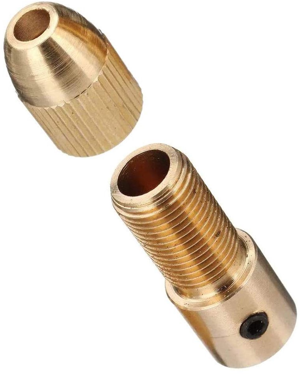 Dailygoods - Boor set 7-delig - mini boor accessoires - micro twist drill chucks - 4.05mm brass collet - geschikt voor elektrische boormachines