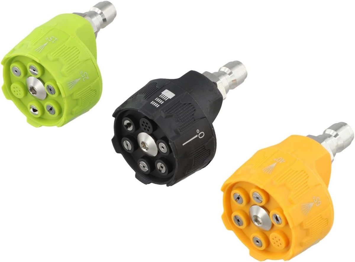 Reinigingsmachine Nozzles - Hogedruk Mondstukken - Auto Wassen - 6 Spray Patronen - 3 Stuks - Geel Groen Zwart