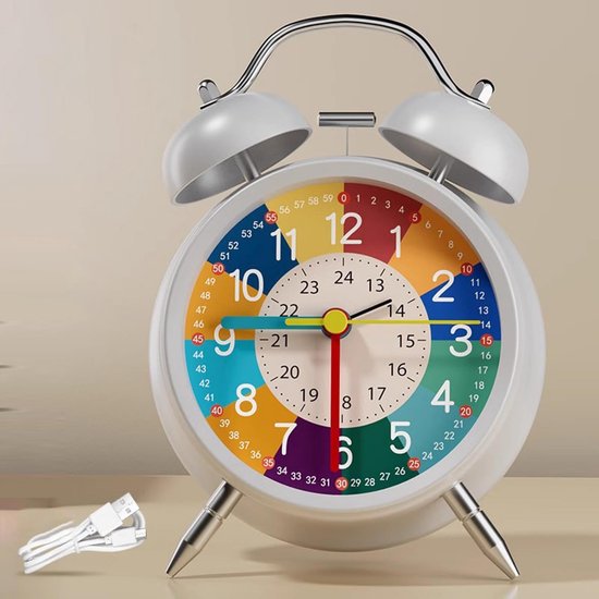Nachtlampje Wekker - Educatieve Klok - Kinderen Leren - Stil Niet Tikkend - 11.5 x 16 cm - Meerkleurig — afbeelding 4