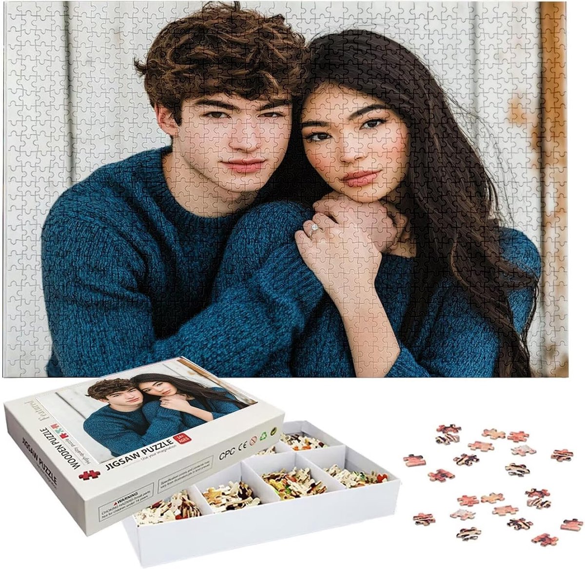 Gepersonaliseerde Puzzel - Foto Puzzel - Herinneringen Bewaren - Uniek Houten Object - 75x50cm 1314 Stukjes - Meerdere Kleuren