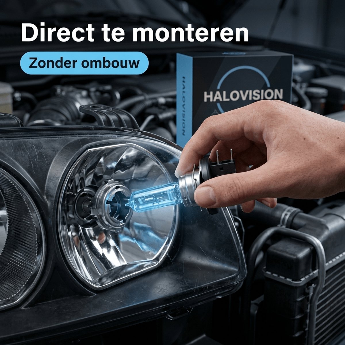 HaloVision Halogeen Koplampen H15 – 12V 3000Lm 5500K Koud Wit – Blauw Glas Super White Dimlicht Grootlicht Halogeenlampen Set van 2 Autolampen – foto 2