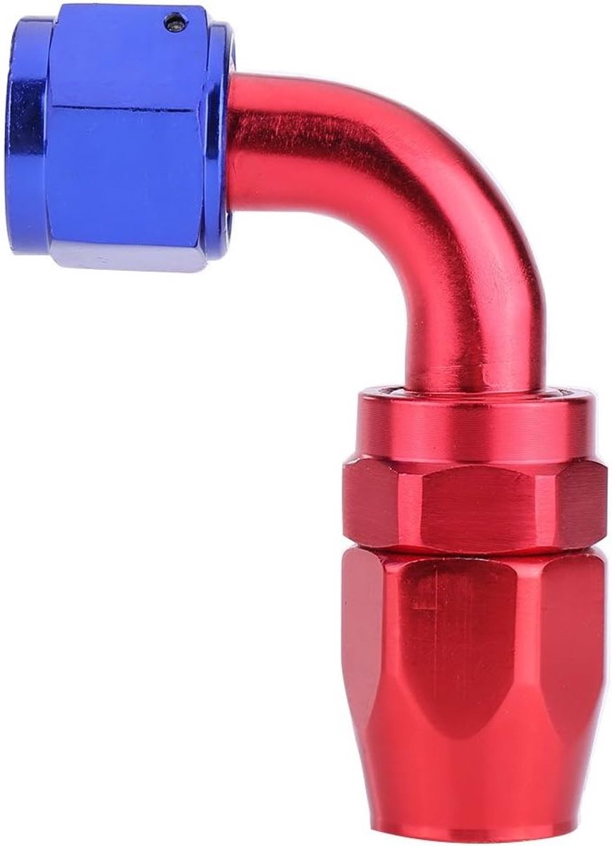 90° Fitting Adapter voor Brandstofleiding Slang - Aluminium Oliekoeler Connector in Blauw en Rood voor Efficiënte Koeling en Verbeterde Prestaties