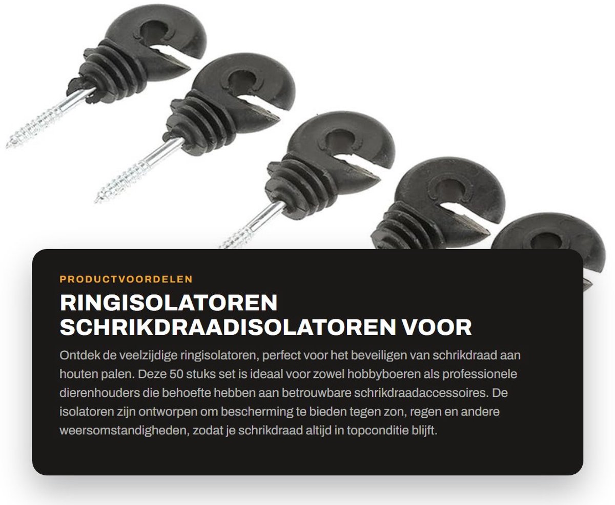 Dailygoods- Ringisolatoren 50 Stuks - Schrikdraadisolatoren - Weersbestendig - Eenvoudig te installeren - Milieuvriendelijk - Lange levensduur