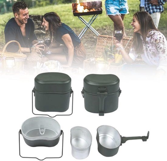 Draagbare Lunchbox - Eetblik Aluminium - Buiten Eten - Antislip Handvat - 15 x 15 x 15 cm - Zwart — afbeelding 3