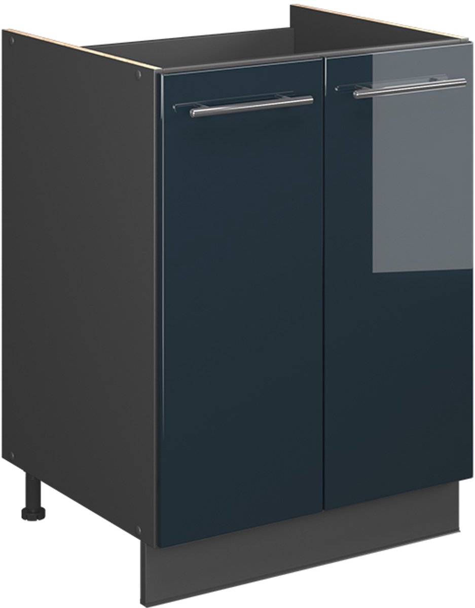 Vicco Wastafelkast Fame-Line, Donkerblauw hoogglans/Antraciet, 60 cm