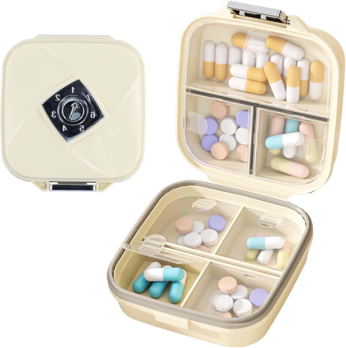 Compacte Pillendoos met 7 Compartimenten, Waterdichte Tablet Organizer voor Vitaminen en Supplementen, Ideaal voor Reizen en Handtas
