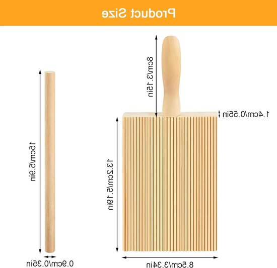 Houten Gnocchi Maker met Sticks van Beukenhout, Pasta Accessoires voor Zelfgemaakte Noodles en Macaroni Planken met Handvat van houten — afbeelding 5