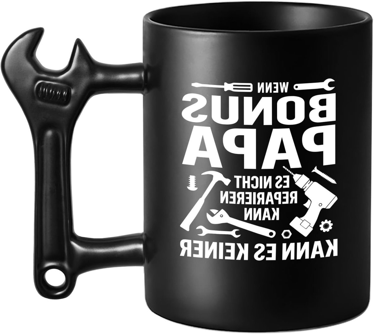 Unieke koffiemok voor bonusvaders met een sleutel en handvat, perfect als verjaardagscadeau, kerstcadeau of voor Vaderdag