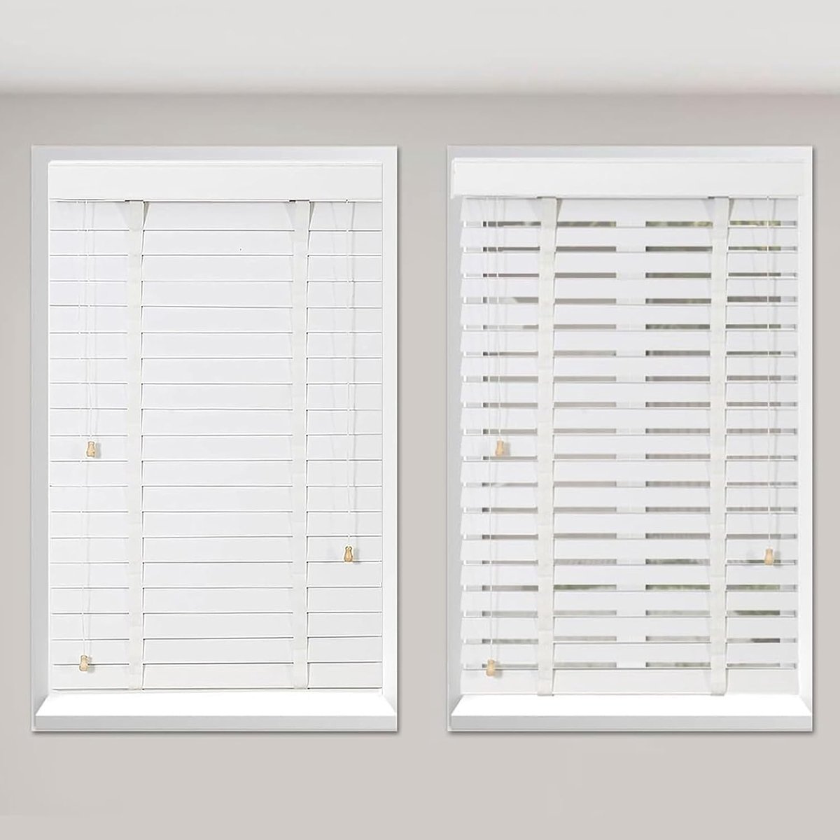 Houten Jaloezieën - Raambekleding Hout - Privacy Creëren - Waterproof & Wasbaar - 85x210 cm - Wit