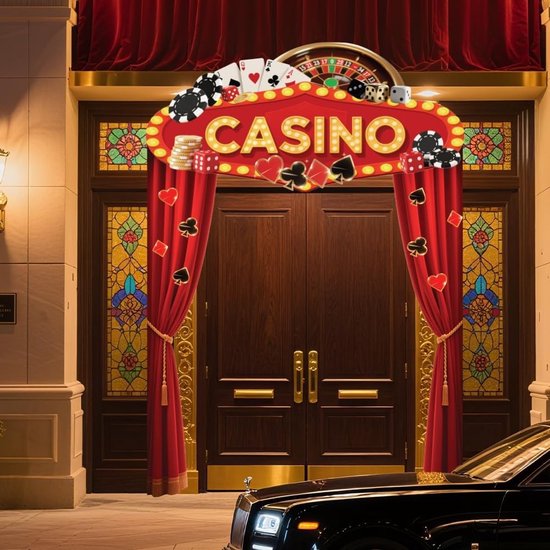 Casino Night Deur Banner voor Feest, 12.5x20.3cm, Poker en Dobbelstenen Decoratie voor Las Vegas Themapartijen en Spellenavonden