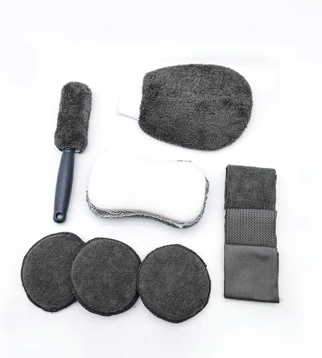 Auto Schoonmaakset - Detailing Kit - Voertuig Verzorging - 9-delig Professioneel - Complete Set - Antraciet Grijs