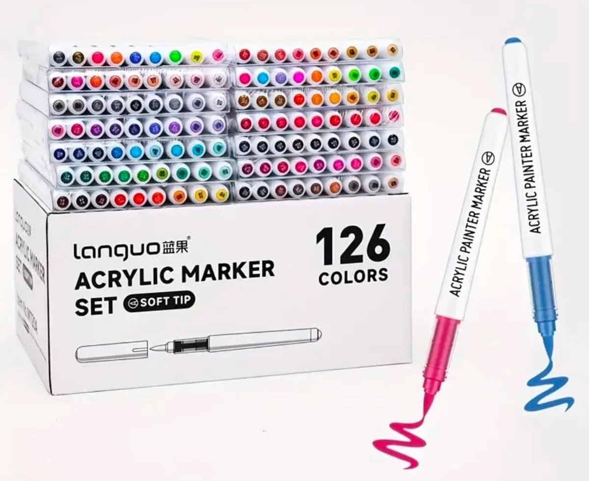 Acrylverf Markers - Multicolor - Flexibele Penseelpunt - Waterbasis - Voor Creatieve Projecten
